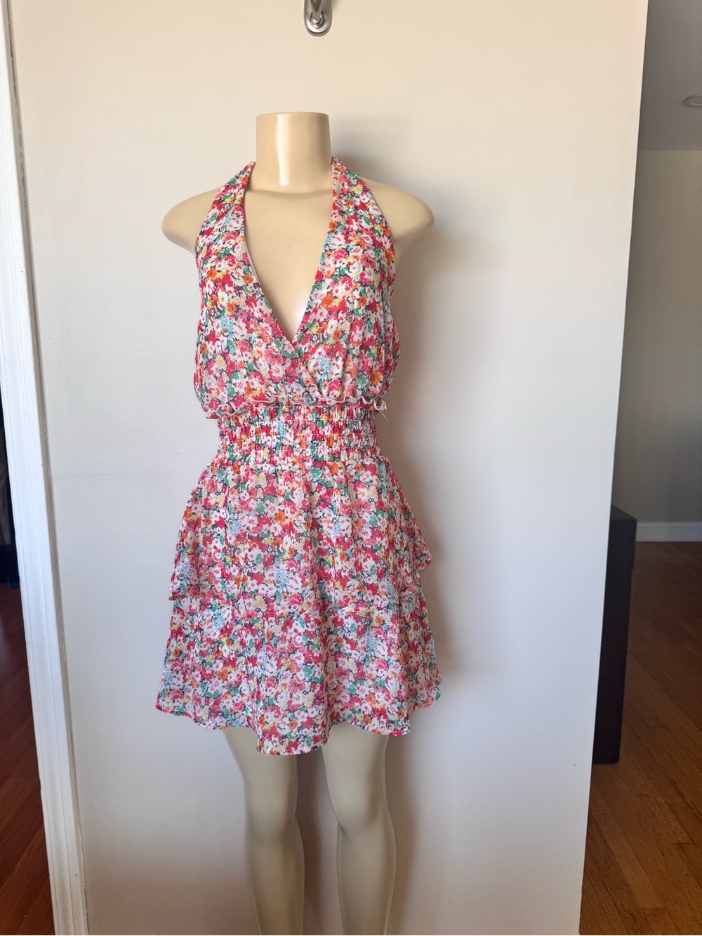 Sienna Sky Floral Halter Mini Dress in Multi-Color